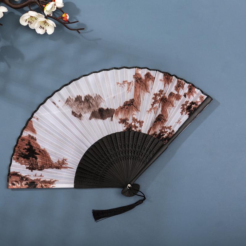 Classical Chinese Dance Fan - Handmade Bamboo Folding Fan for Wall Decor, Performance Costume & Partition Screen