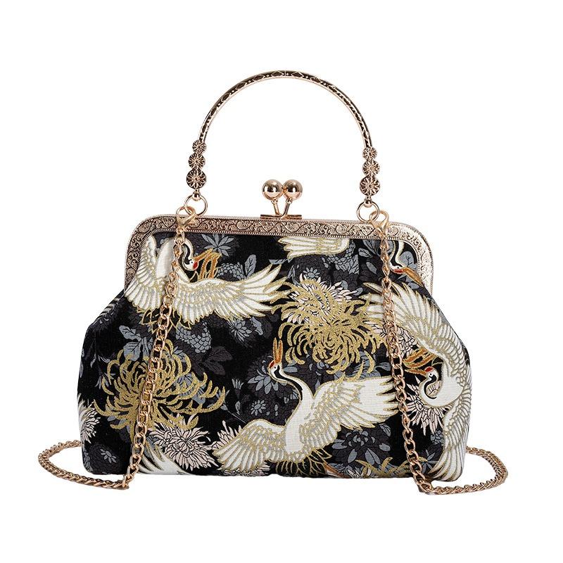 Nová střední taška přes rameno s diagonálním popruhem, taška s výšivkou, elegantní retro dámská taška do ruky