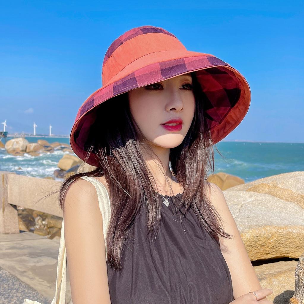 Outdoor sun protection hat Travel sun hat Women's summer face cover Large brim Sun hat Foldable mother Thin bucket hat