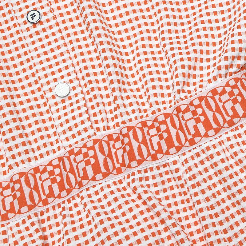 FILA SS24 Emerald Series Fashion Casual Comfortable Knitted Short Sleeve Dress Women dresses Orange F11W424315FOR