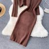 Twist Crop Sweater Solid Color Slim Knit Set Dress Two Piece Set Women All Match Autumn Winter For Ladies Hip