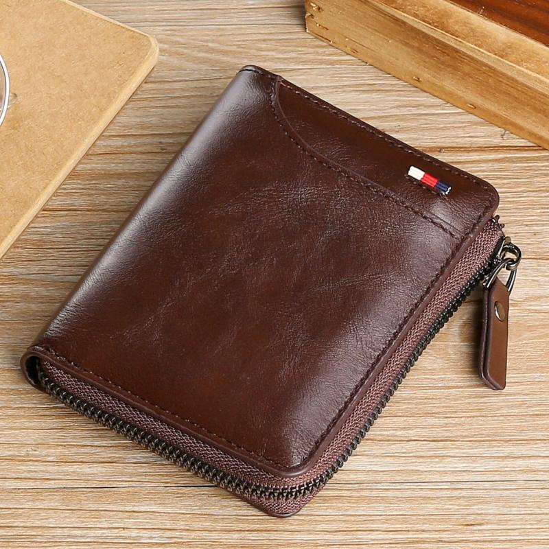Portefeuille Homme Cuir Affaires Pince à Billets Porte-Cartes Portefeuille Zippé Portefeuilles de Luxe pour Hommes Protection RFID Portefeuilles Carteira Masculina
