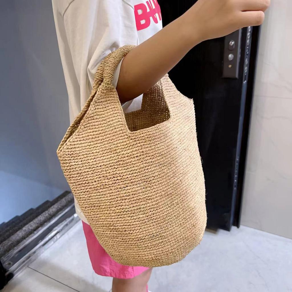 Summer Woven Handbag Travel Raffia Beach Bags for Women Handmade Crochet Straw Bag Casual Shopper Tote Shoulder Bag Basket Bags