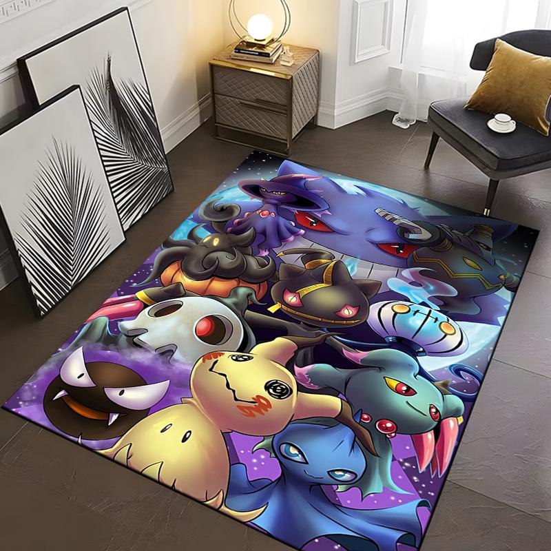 1PC Japanese Anime Pokemen Gengar Area Rug,Carpet for Home Living Room Bedroom Sofa Doormat Kitchen Decor,Non-slip Floor Mat