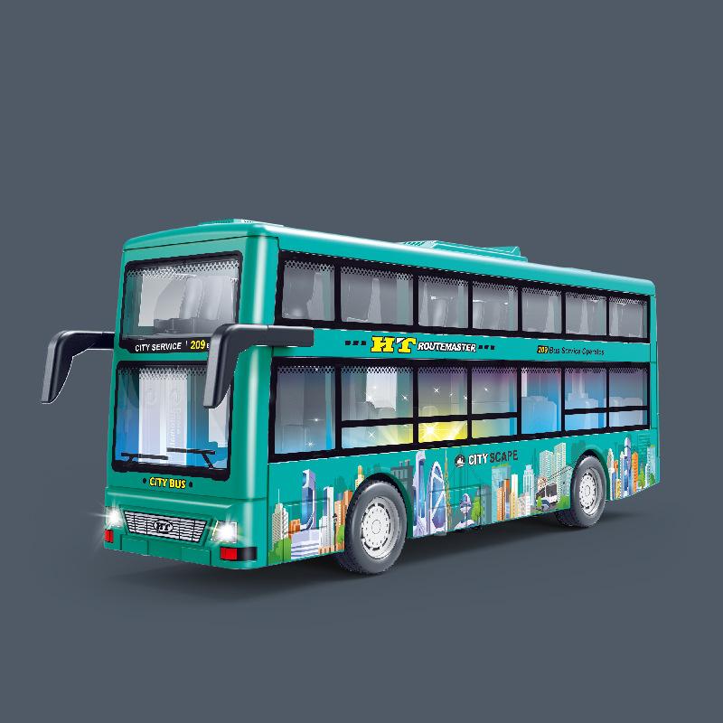 Legierung Einzelabschnitt Bus Simulationssound und Licht Outdoor Sightseeing Doppeldeckerbus Spielzeug Geschenke