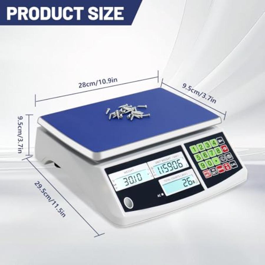 Industrial Counting Scale 30kg/66lb 0.1g g/kg/lb Coin Scale Precision Electronic Gram Scale for Parts and Coins Digital Invento