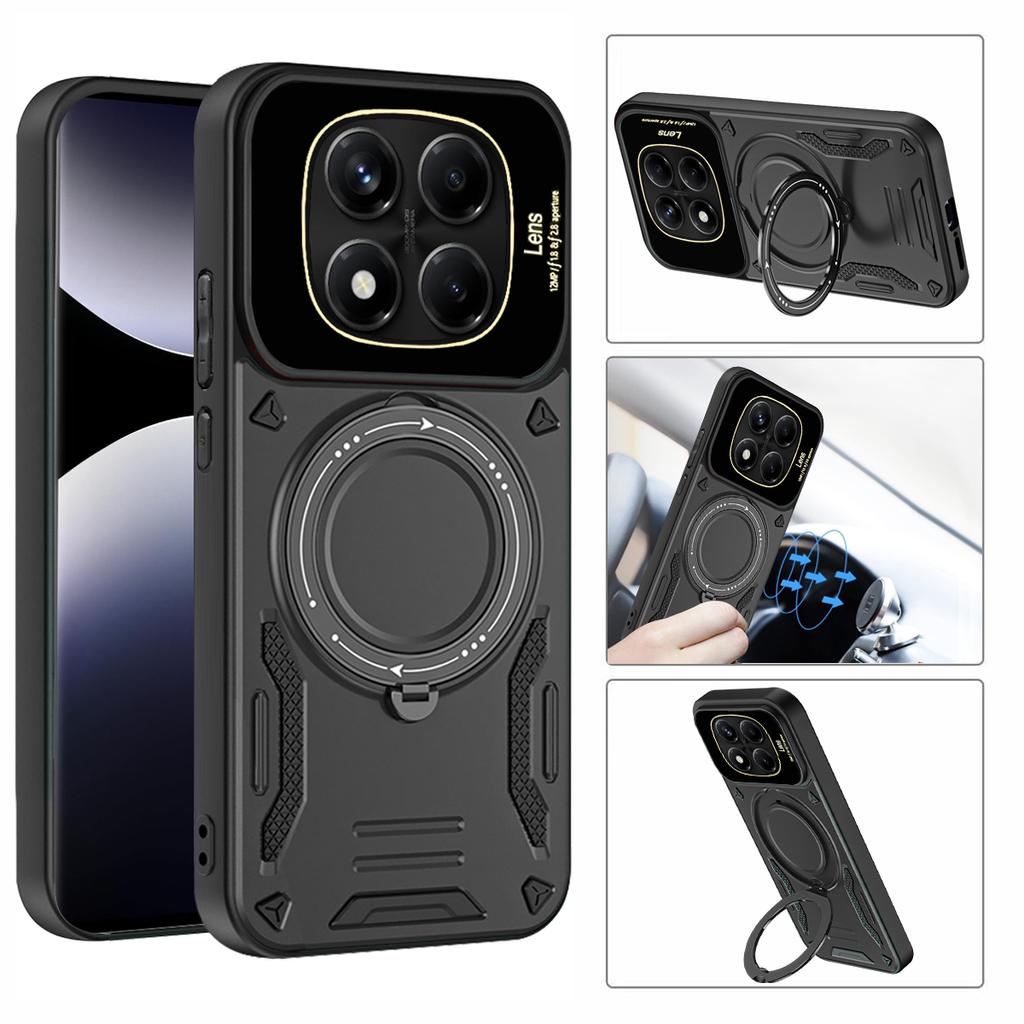 Luxury Armor Magsafe Wireless Charging Case For Xiaomi Redmi Note 13 14 Pro Plus 5G Note 14S 13 4G Magnetic Bracket Bumper Cover