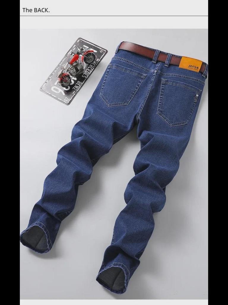 Herrenjeans in Übergröße mit hoher Taille und geradem Bein – elastisch, jugendlicher koreanischer Stil