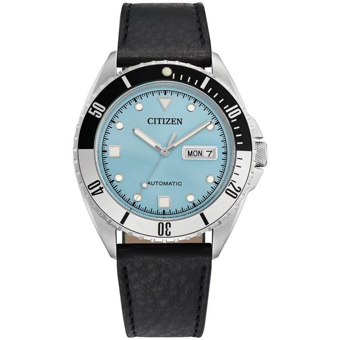 Citizen Men's Automatic Stainless Steel Analog Watch - Light Blue Dial, Black & Silver Bezel (Model: Nh7530-52L) - Silver