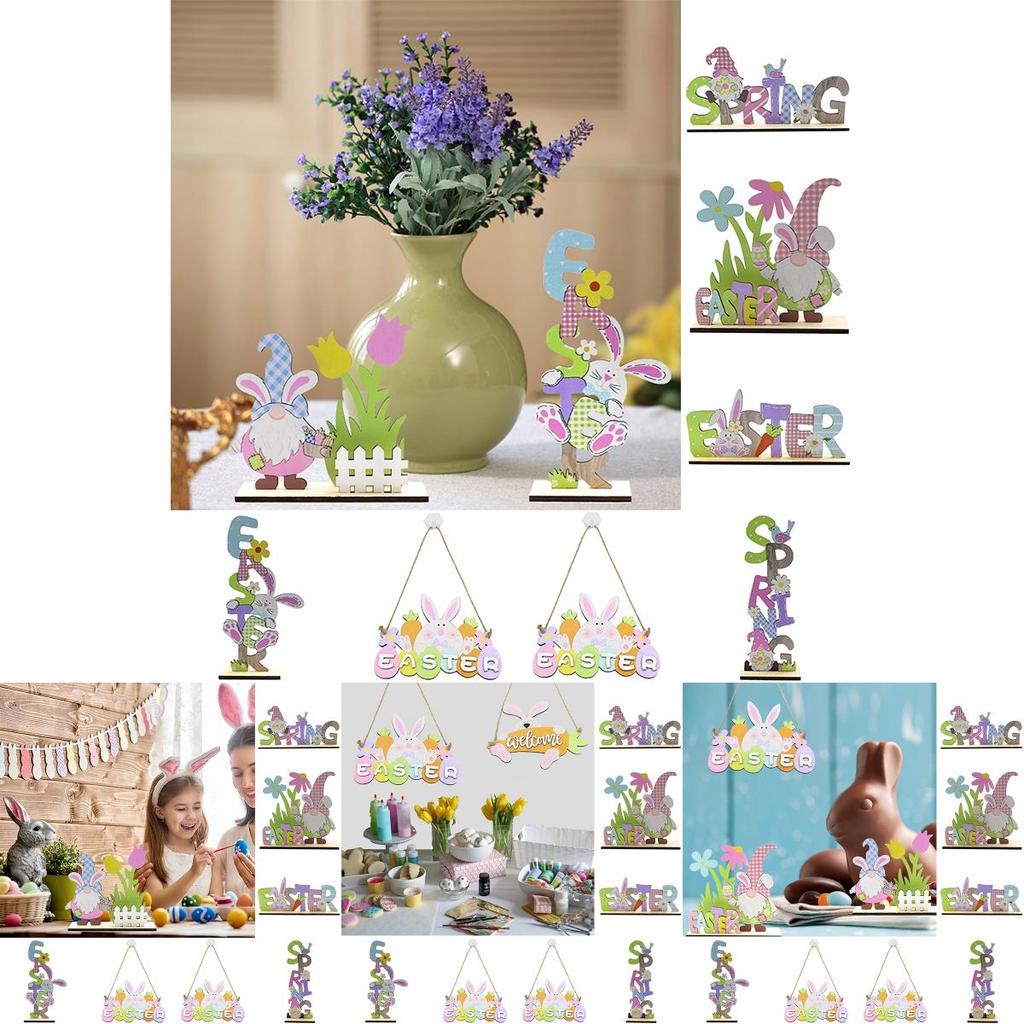 Eco-friendly Painted Wooden Easter Bunny Table Toppers For Decor