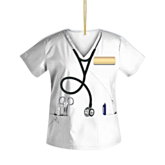 Yousheng Nurse Uniform Shape Decoration Flat Acrylic Hanging Ornament Keyring Pendant Gift for Nurses Doctors Car Bag Decoration