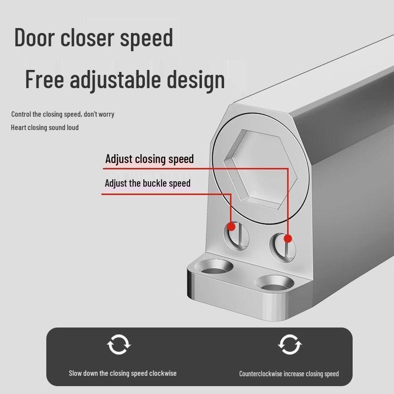 Automatic Hydraulic Door Closer with Rebound for Fire Doors - No Drilling Required