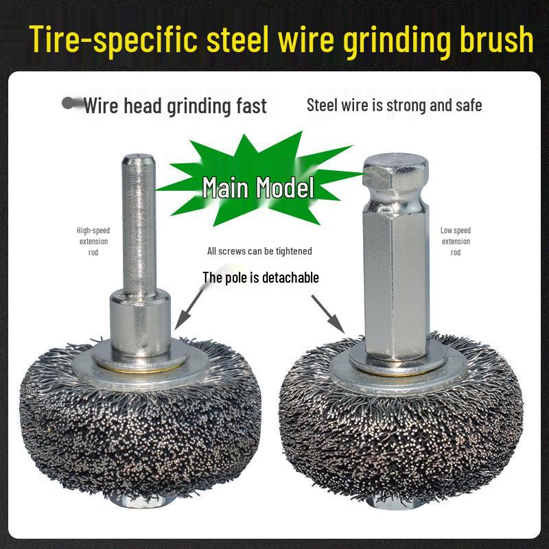 Pneumatic Tire Repair Brush with Stainless Steel Wire and Grinder Head