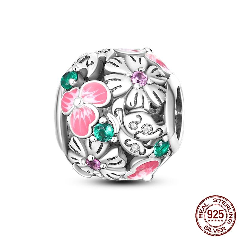 Copper Butterfly Ladybug Cactus Lucky Four Leaf Clover Dangle Charm Beads Fit Charm Bracelet Original Jewelry