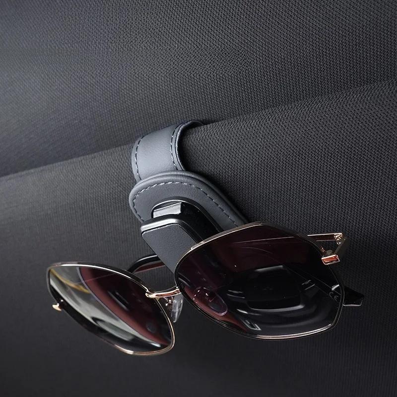High-Quality Car Sunglasses Holder Leather Visor Clip Organizer for Sun Glasses Storage Car Accessories