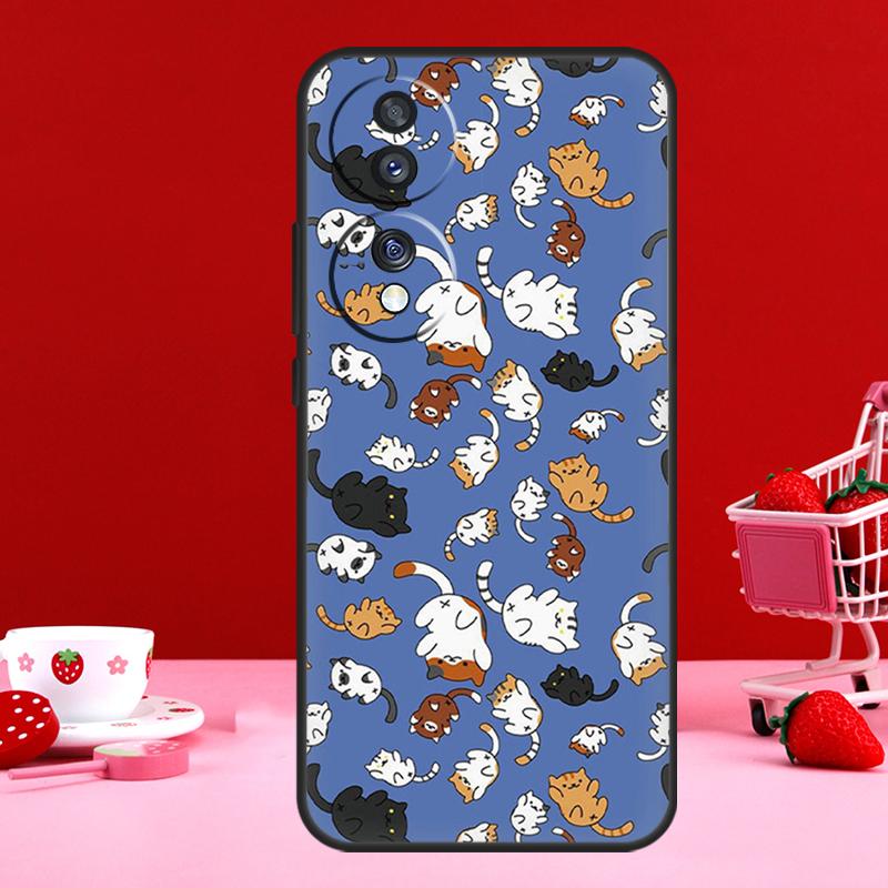Cute Cat Pattern Kitten Case For Honor Magic 6 5 Pro 50 70 90 Lite X6 X7 X8 X9 X6a X7a X8a X9a X8b X9b Back Cover