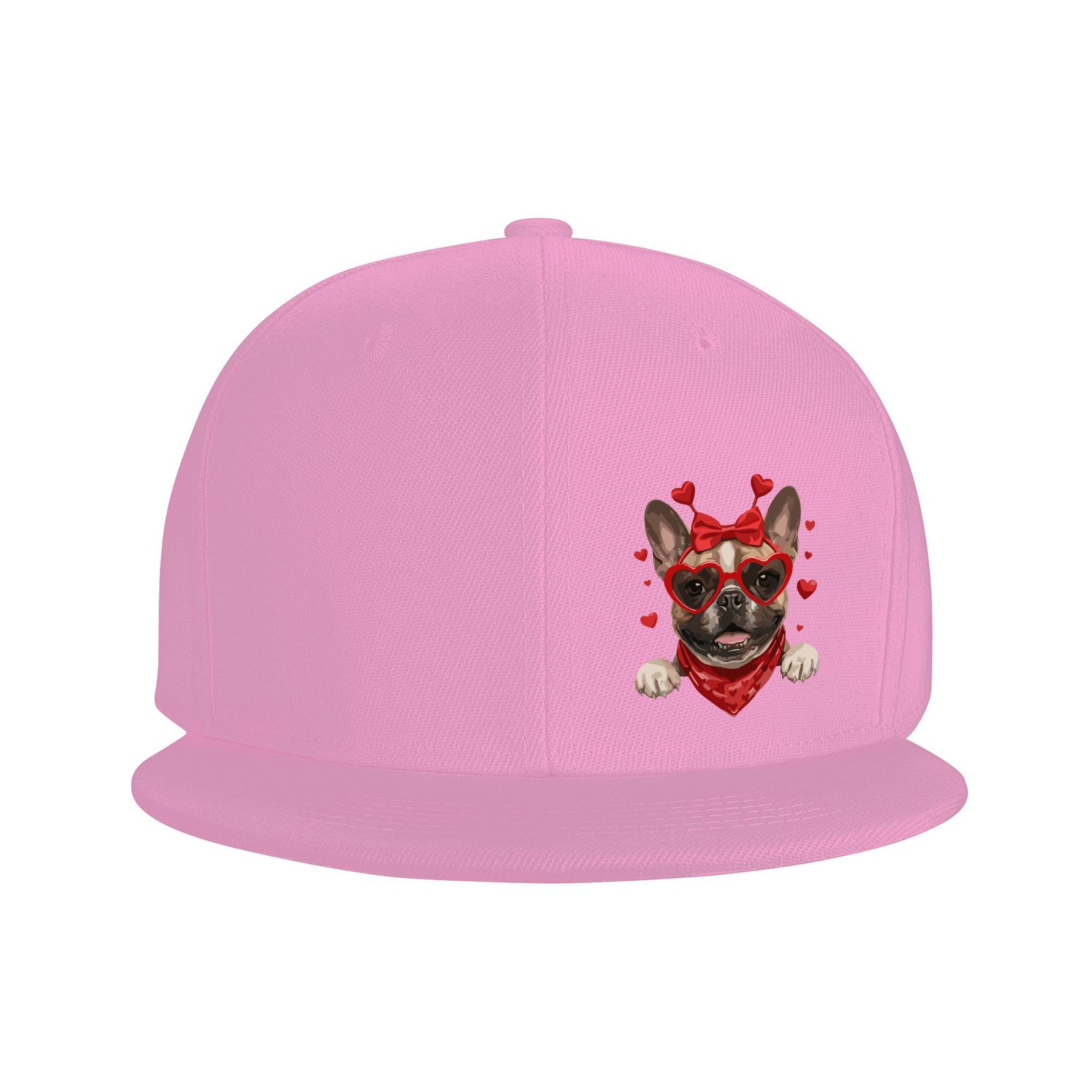 

French Bulldog Valentine Love Dog Baseball Cap Adjustable Snapback Hat for Adults One Size