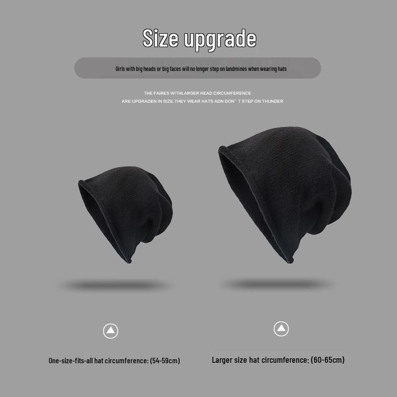 Women's Large Head Beanie: Autumn/Winter Breathable Loose Knit Hat for a Slimming Look.