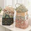 Floral Fabric Storage Bins with Handles, Multi-compartment Organizer for Clothes & Accessories, Bedroom Bathroom Use