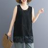 Ärmellose Oversized Spitze Vintage Lässige lockere Tanktops für Damen Sommer T-Shirt