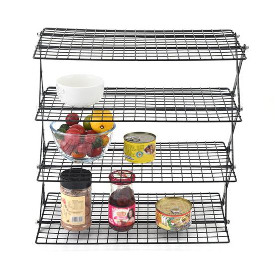 Skládací stojan, 4vrstvý chladicí stojan, nepřilnavý povlak, silná nosnost, snadno se deformuje, skládací držák na koření, úložný stojan