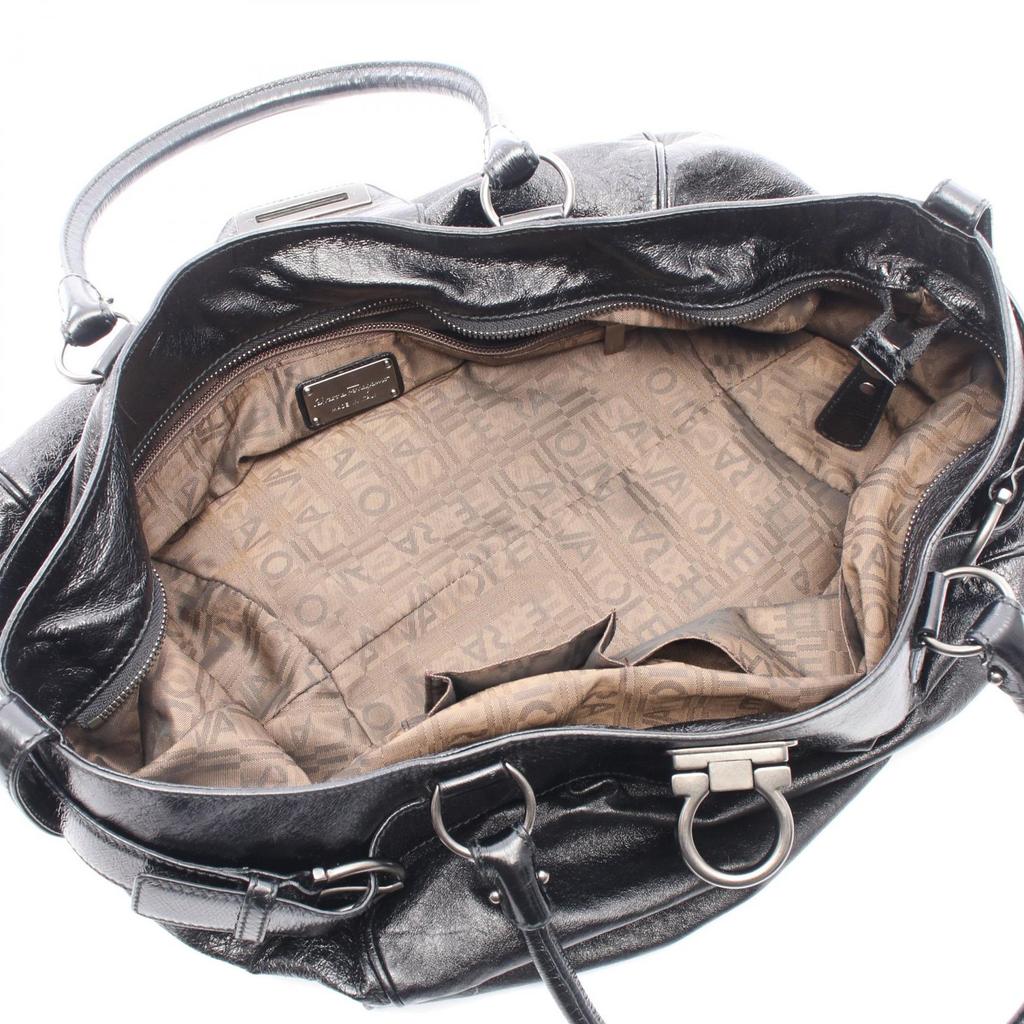 Used Salvatore Ferragamo Gancini Shoulder Bag leather Black Used Women