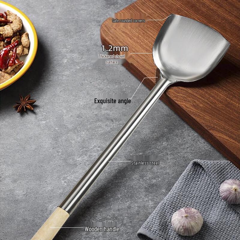 Stainless Steel Long-Handle Wok Spatula & Ladle Set