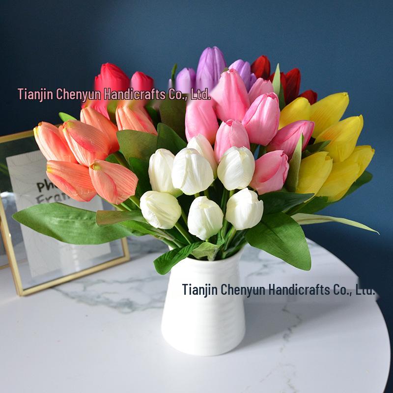 7-Head Artificial Tulip Bouquet Desktop Arrangement for Weddings & Performances