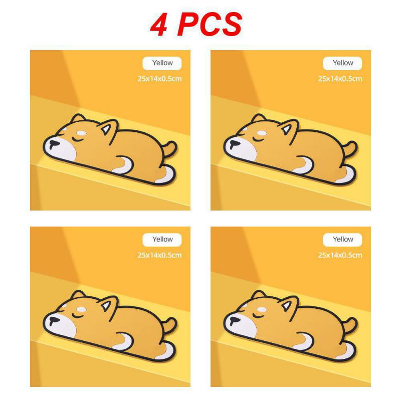 2/3/4PCS Mat Odorless Pvc Material Automotive Interior Products Cartoon Non-slip Mat Heat Safe Brown Washable Non-slip Mat