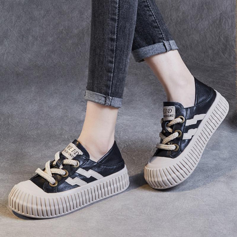 Echtes Leder Jahreszeiten Dicksohlige Nische Vielseitige Modeschuhe Damen Trend Sportschuhe Damen Klobiger Sneaker Damen