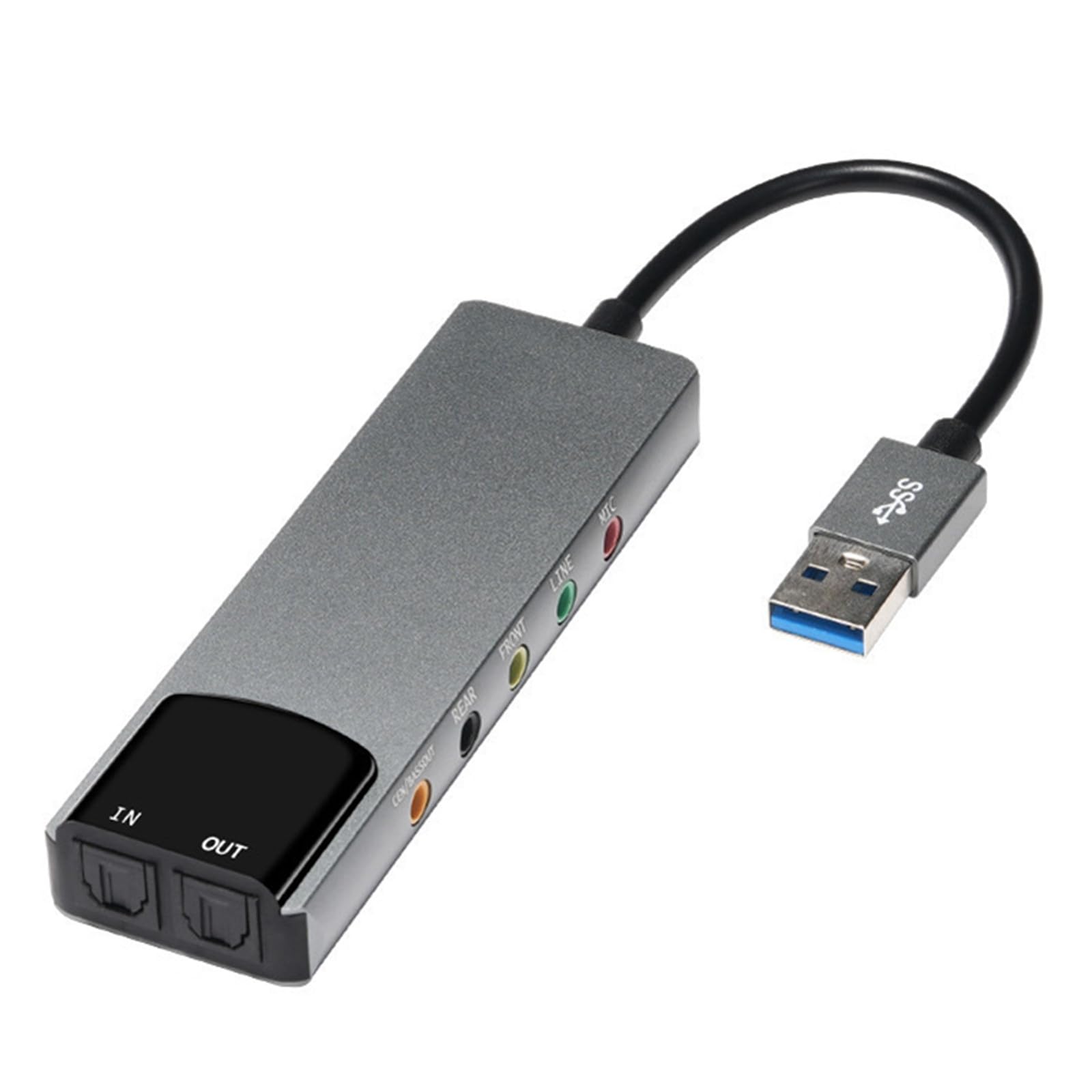 

External USB sound channel fiber SPDIF supports card, 5.1 + output, AES/EBU, IEC60958, S/PDIF