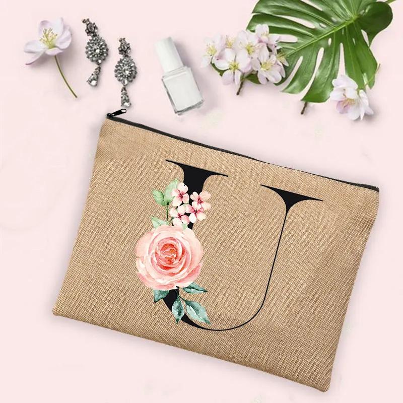 Gift for Her 26 Letter Printing Woman's Make Up Bags Handbags  Makeup Organizers Lovely Casual Travel Toiletry Bags Lipstick Bag