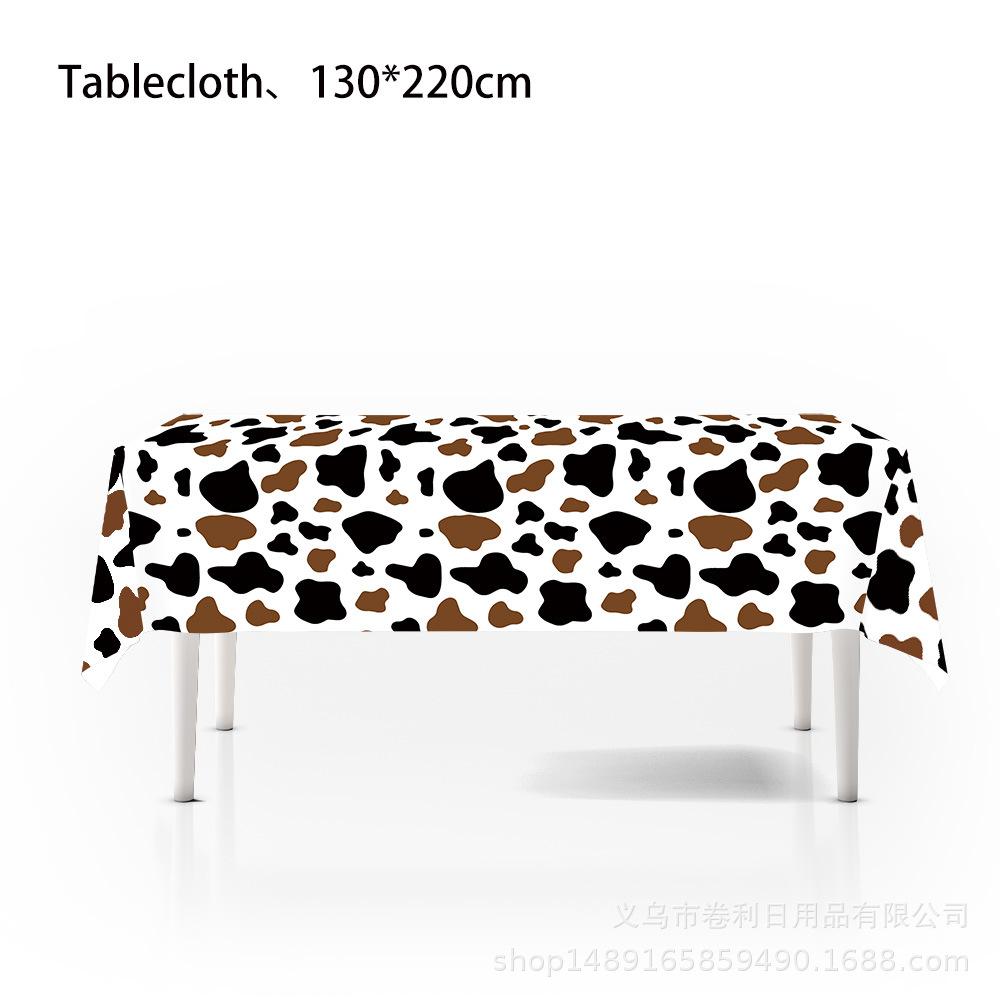 Children'S Farm Cow Theme Party Supplies Birthday Decoration Black Brown Cow Paper Plate Paper Cup Flag Tablecloth Arrangement