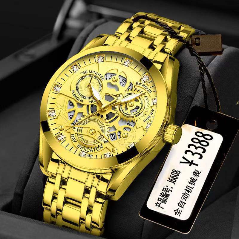Reloj de Hombre Automático Completo Luminoso Resistente al Agua Calendario Gama Alta Atractivo Moda Reloj de Cuarzo