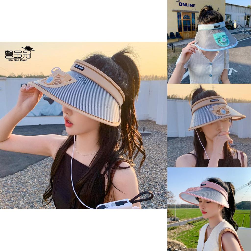 Summer Sun Protection Hat With Fan And Wide Brim For Outdoor Activities