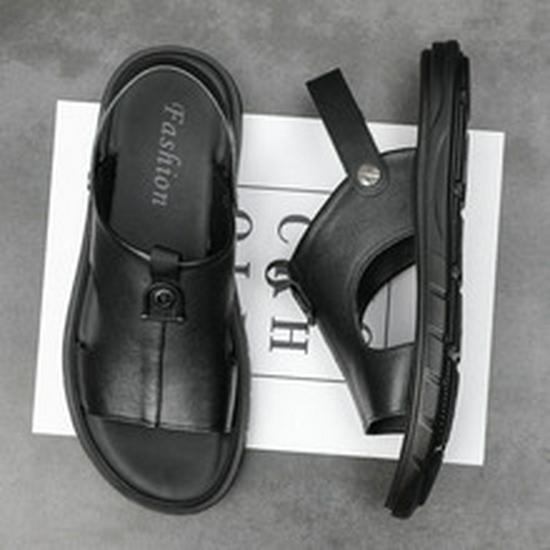 2024 Summer Men's Genuine Leather Two-Way Casual Beach Sandals Soft Cowhide