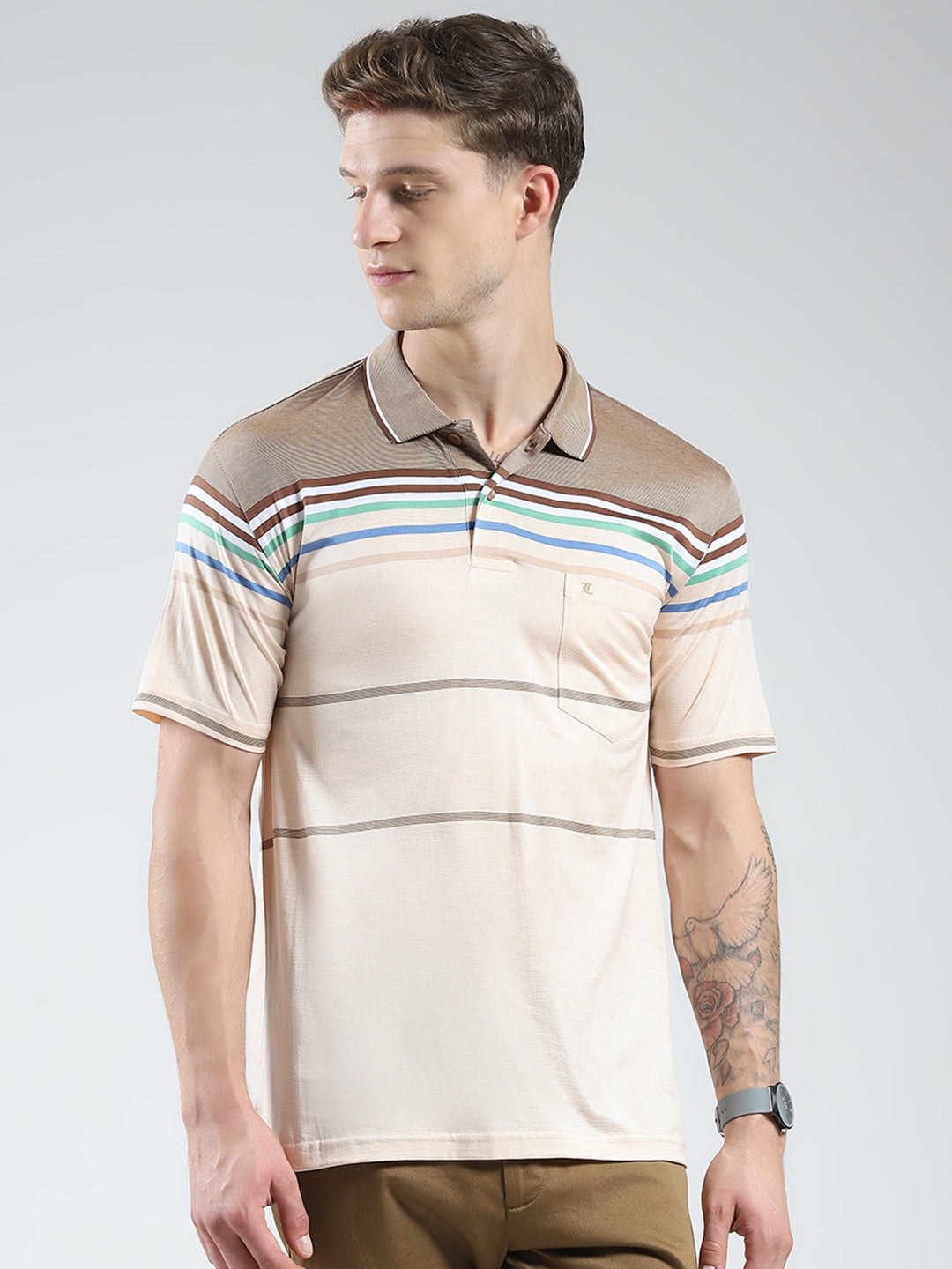 Monte Carlo Men Regular Fit Coffee Brown Tshirt M