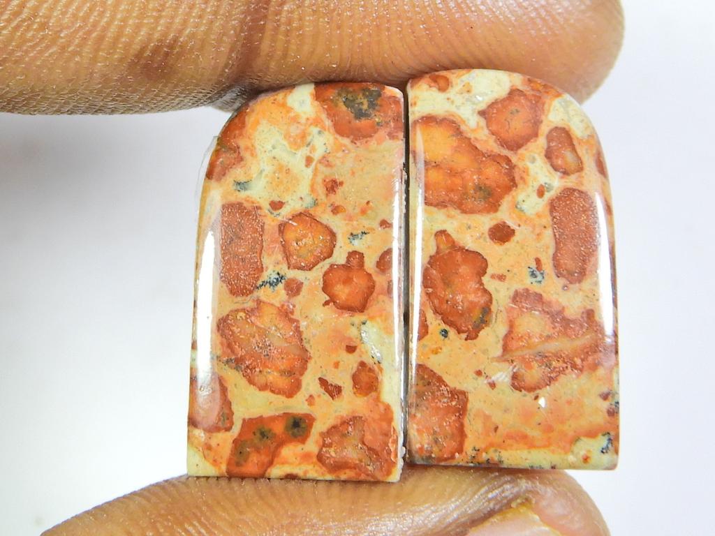 Natural Poppy Jasper Matched Pair Fancy Cabochon Loose Gemstone 11X21X04 MM SK-151