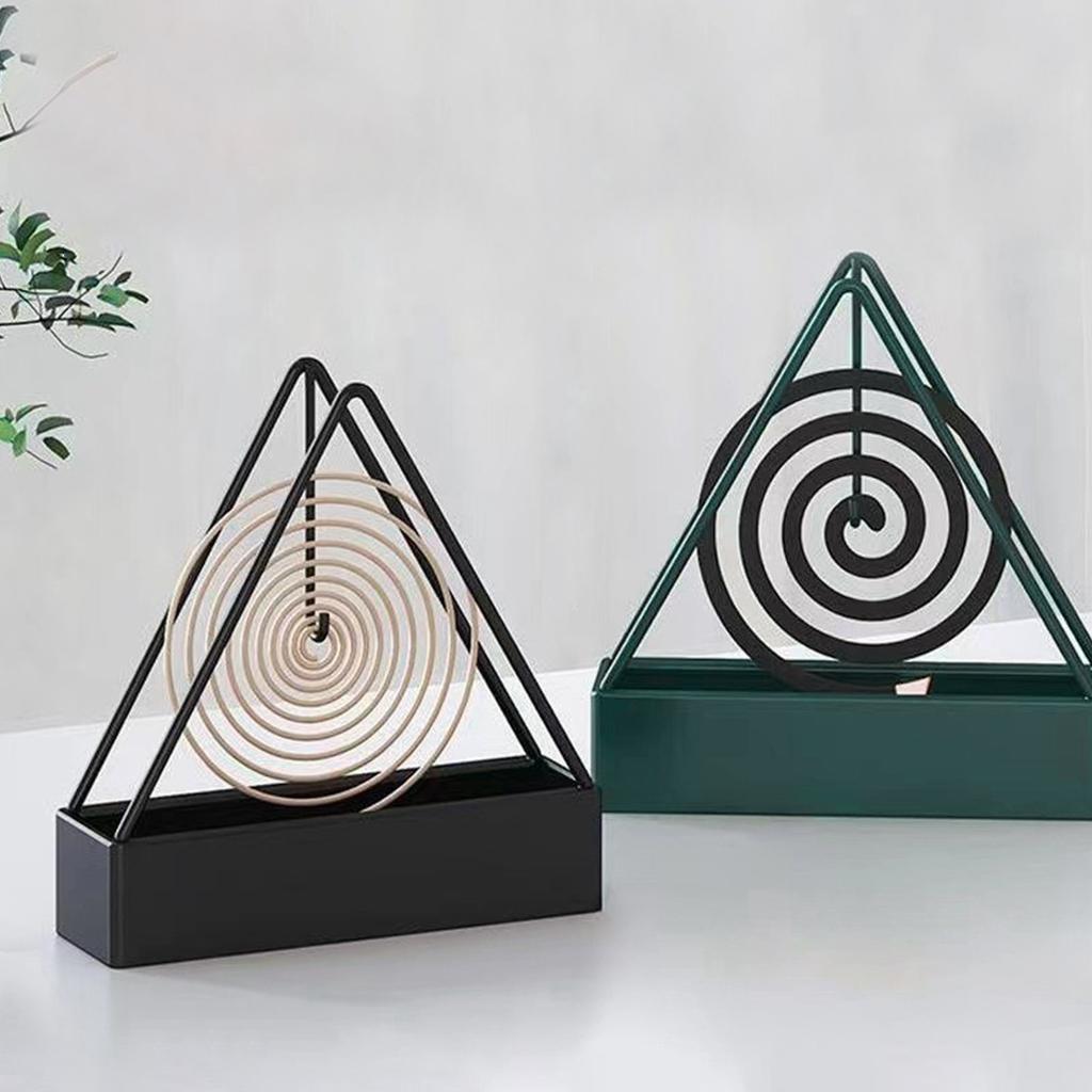 Metal Mosquito Coil Holder with Triangular Frame and Detachable Tray for Safe Ash Collection and Easy Coil Replacement