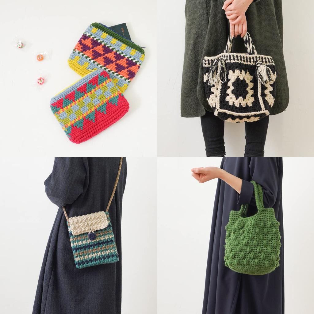 Raw Wool Acrylo Extra 50g Made In Set of 5 Yarn, L, Thick, (approx. 55m), Japan, (1. White)