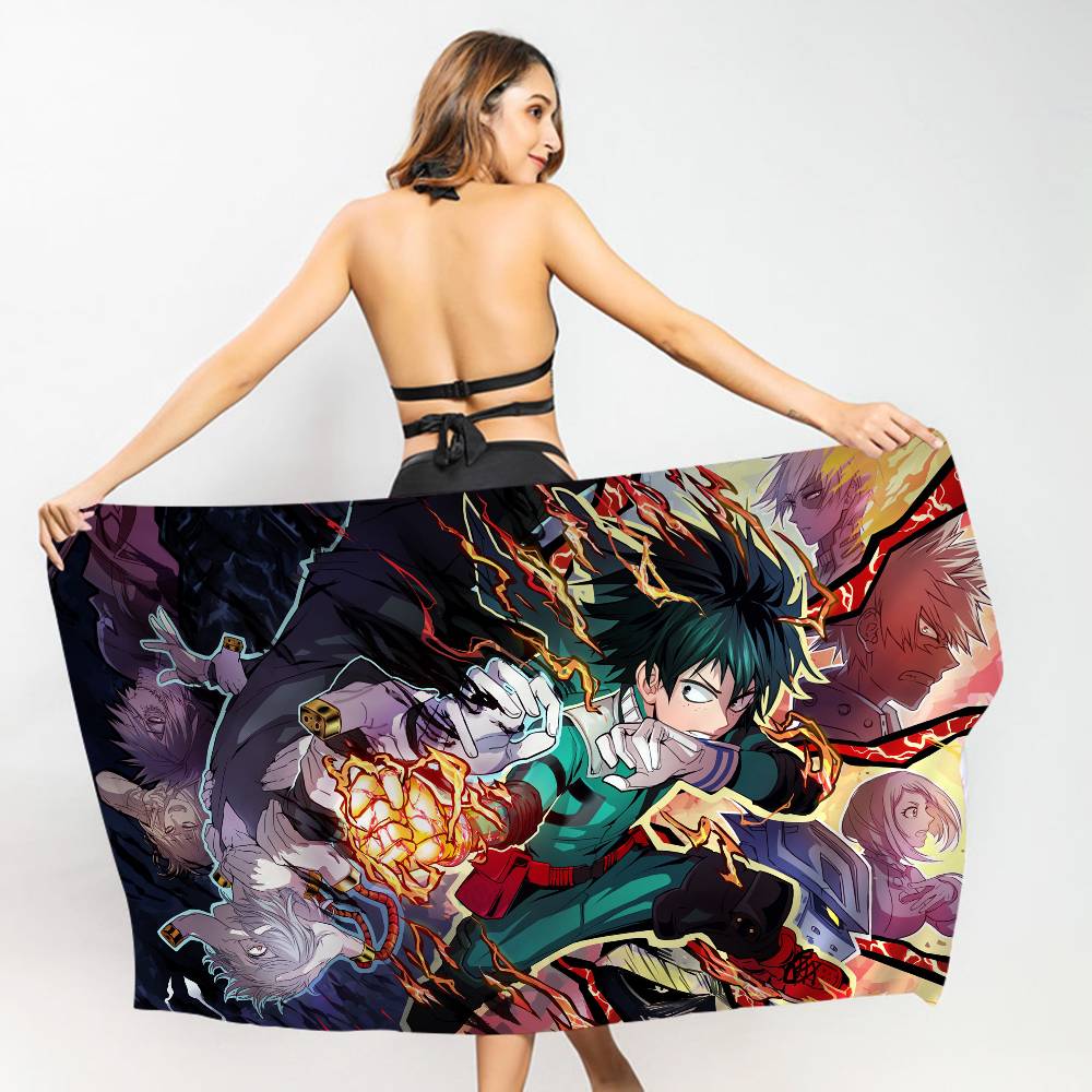 Passionate Anime My Hero A-Academia Bath Towel Microfiber Soft Water Absorbing Breathable For Girl Kids Cartoon Beach Towel
