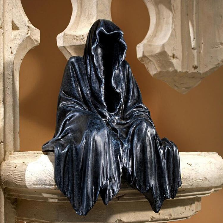 Gothic Garden Halloween Ornament: Lord of Darkness In Black Robe Resin Craft