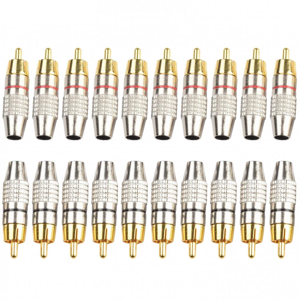 Speaker Wire Cable To Audio Male Connector Adapter Gold Plated 20pcs