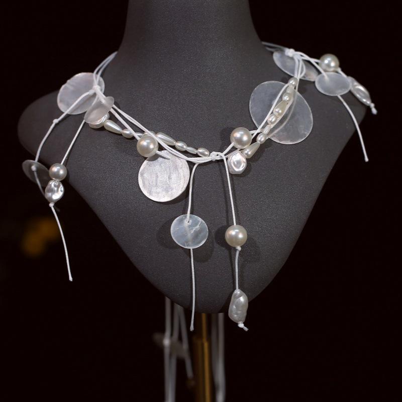 Elegant Bridal White Shell Pearl Necklace Wedding Dress Accessory