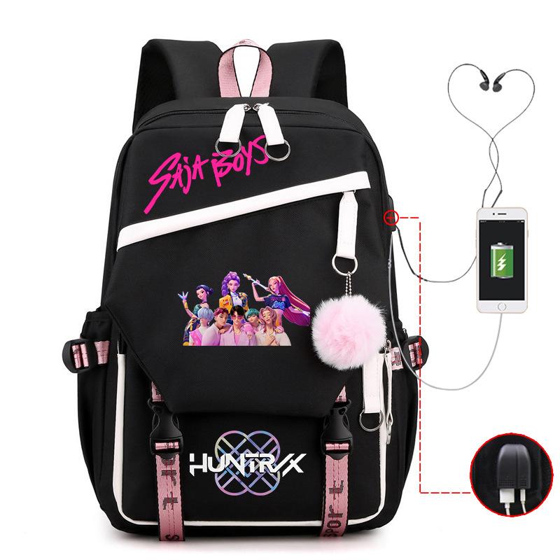 Children'S Schoolbag Contrasting Colors Neutral Leisure Travel Usb Backpack Animation Printing Primary And Secondary School Students