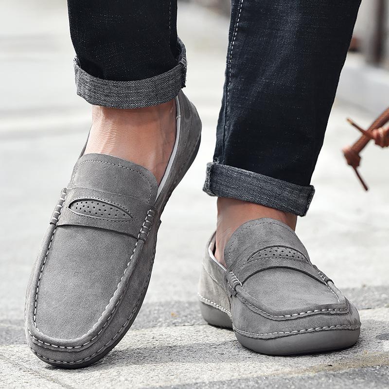 Spring and Autumn Men's Slip-on Lazy Shoes Korean Style Nubuck Leather Casual Fashion Men's Shoes Leather Shoes