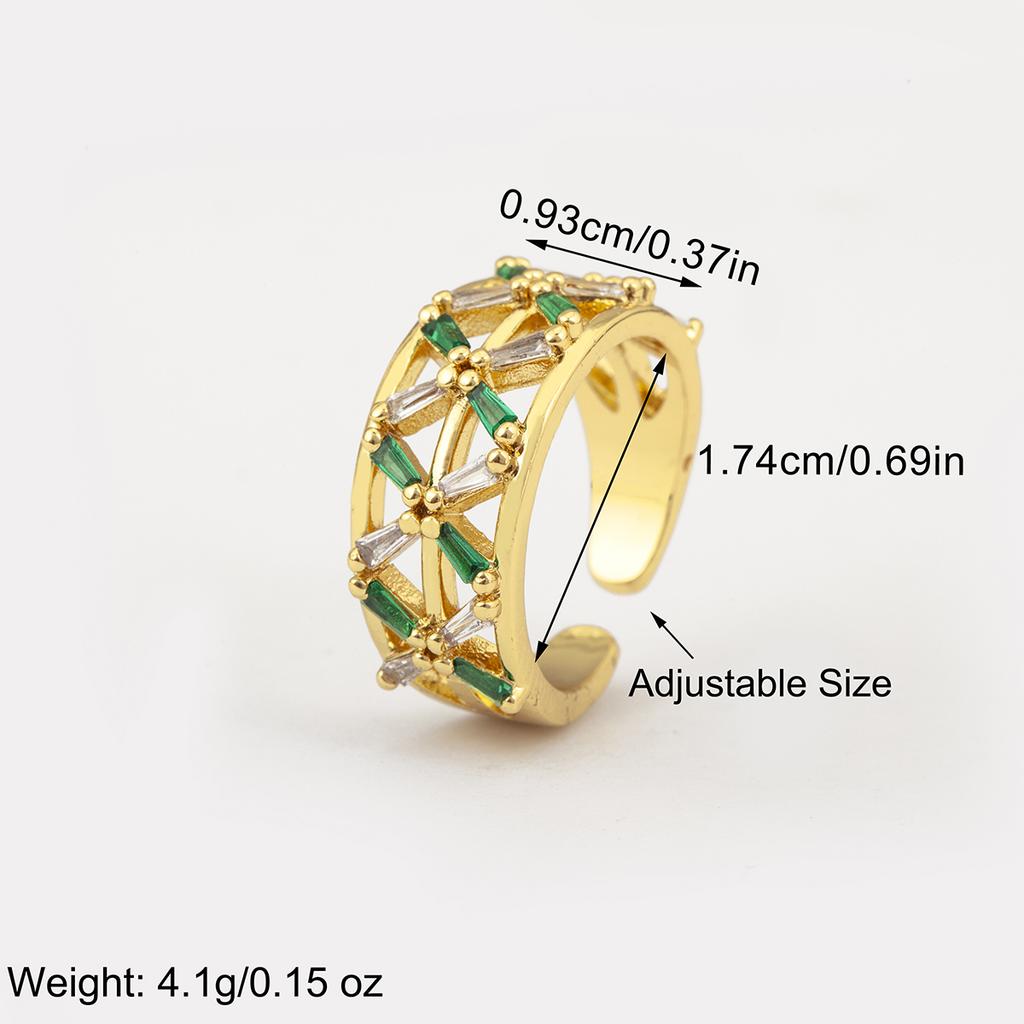 Nidin Hot Sale Personality Design Inlaid Colorful Zircon Open Rings Adjustable For Women Irregular Punk Style Finger Jewelry