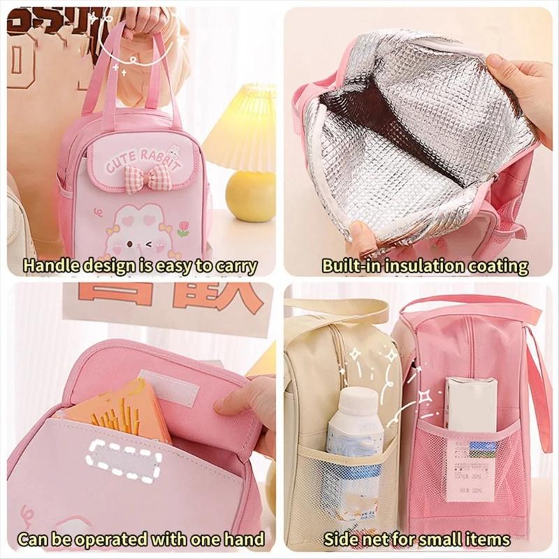 Large Capacity Handheld Lunch Bag Thickened Aluminum Foil Picnic Bag Ice Bag Cartoon Cute Student Insulated Bento Bag Storage Bag