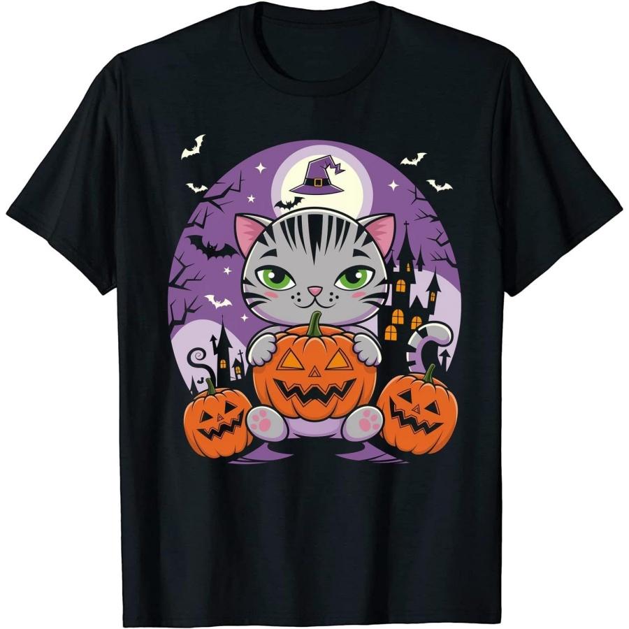 

American Shorthair Cat with Pumpkin Halloween_2 T-Shirt, Tank Top, Sweatshirt, Hoodie, Long Sleeve, for Men Women Black XXXXXL різнокольоровий