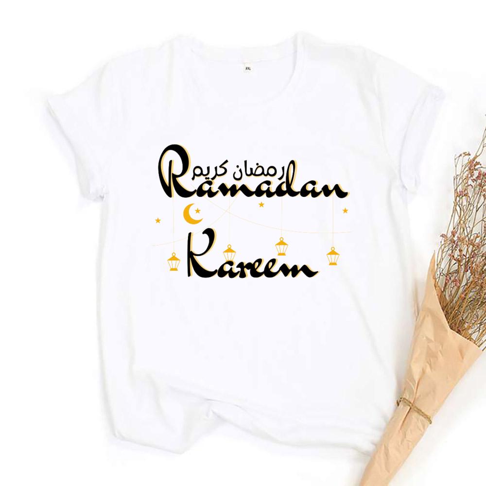 Eid Mubarak Tee Muslim Shirt Ramadan Gift Unisex Creative Top Casual Short Sleeve Crew Neck Unisex Tshirt Ramadan Mubarak Tops